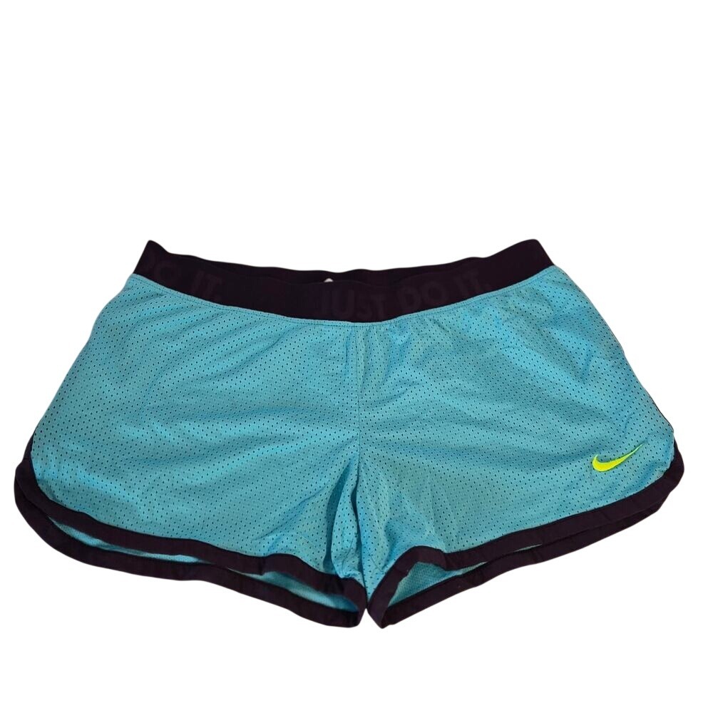 Nike Dri-FIT Mesh Running Shortsβ Turquoise Purple Just Do It Waistband Large